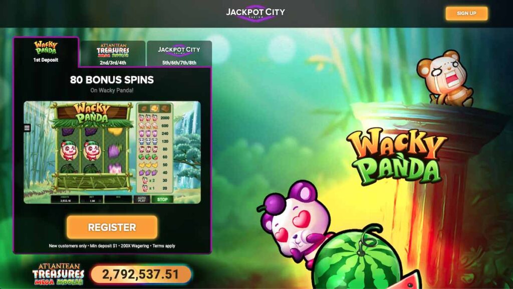 jackpot city $1 wacky panda