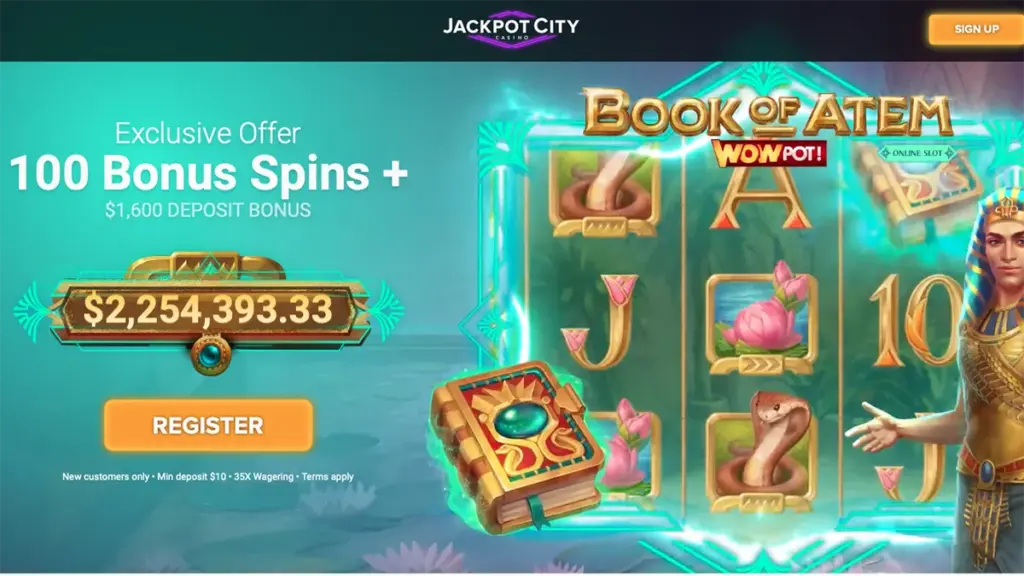 jackpot city 100 free spins book of atem