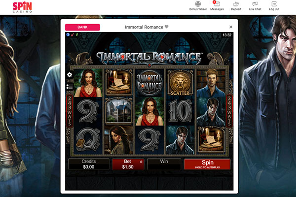 Spin Casino Immortal Romance slot game