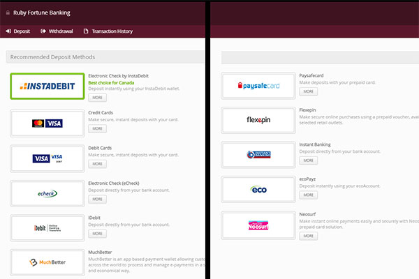 Ruby Fortune CAD deposits