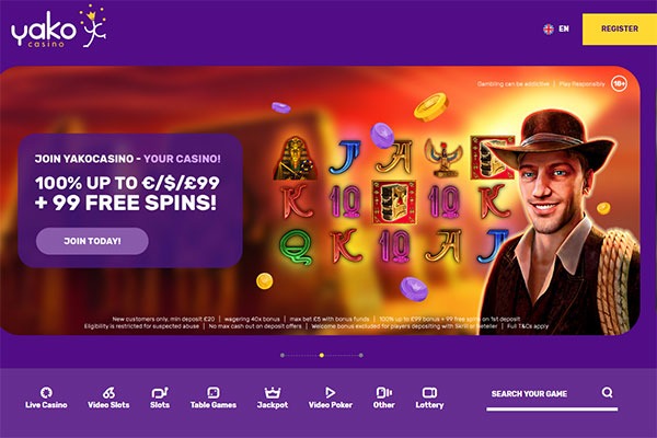 Yako Casino Canada home page