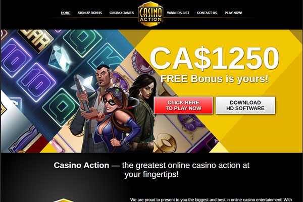 Casino Action Canada home page