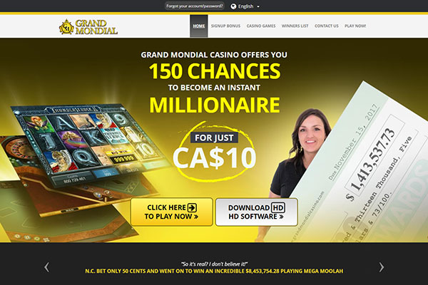 Grand Mondial casino en ligne accueil