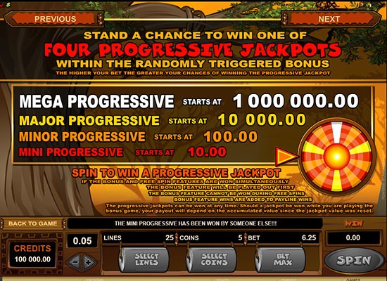 Mega Moolah Progressive Jackpot info card