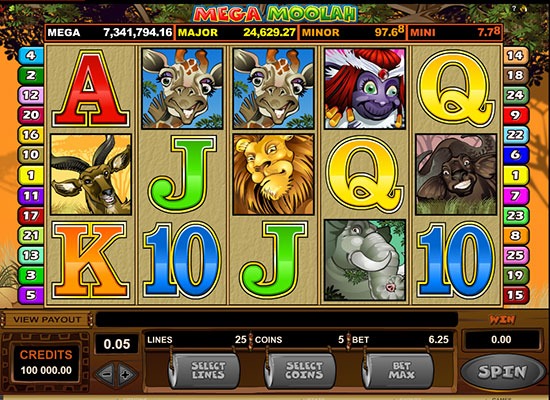 Mega Moolah slot game screenshot