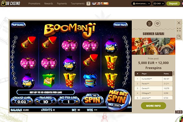 Bob Casino Boomanji slot game