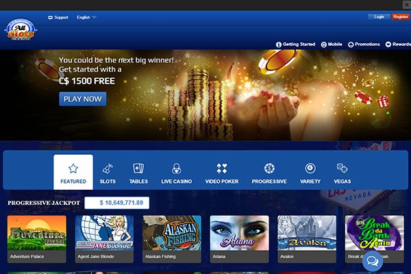 AllSlots Casino Canada home page