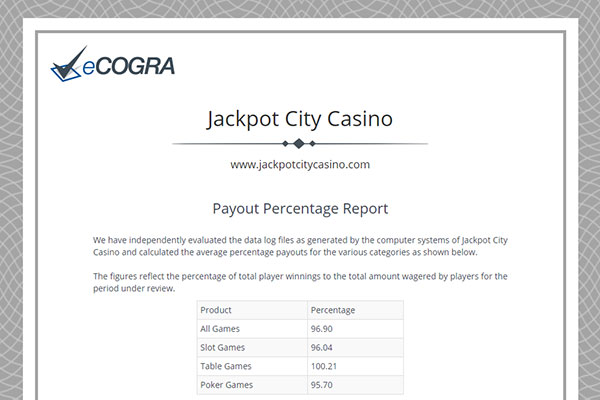 eCOGRA RTP Jackpot City