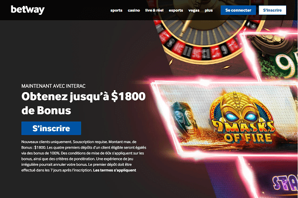 Betway Casino Page d'accueil