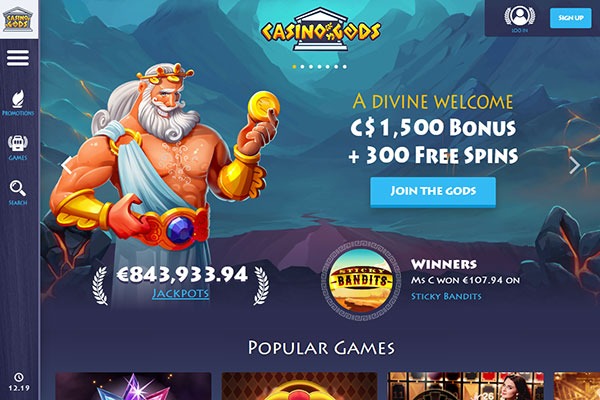 Casino Gods Canada home page